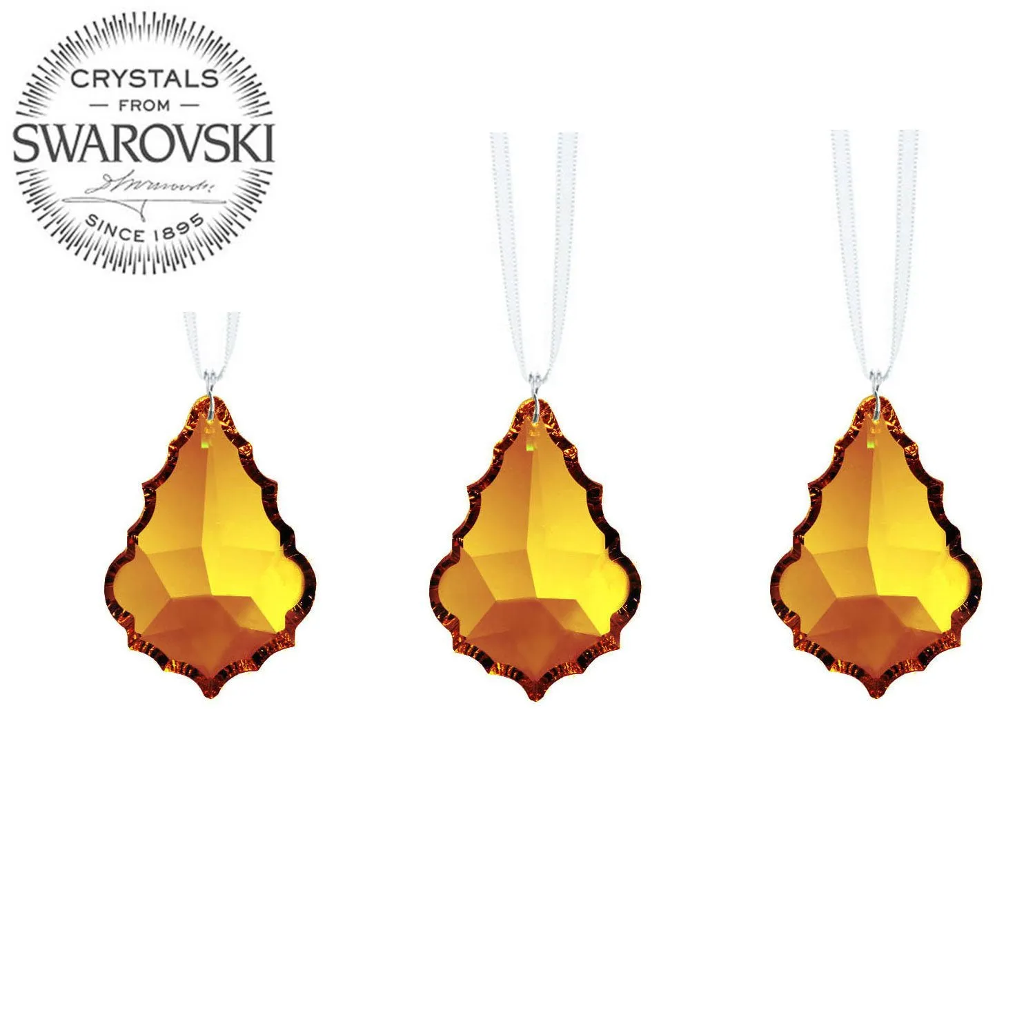 Prisms for Windows Swarovski Crystal Topaz Pendeloque Hanging Crystals, 3 Pcs