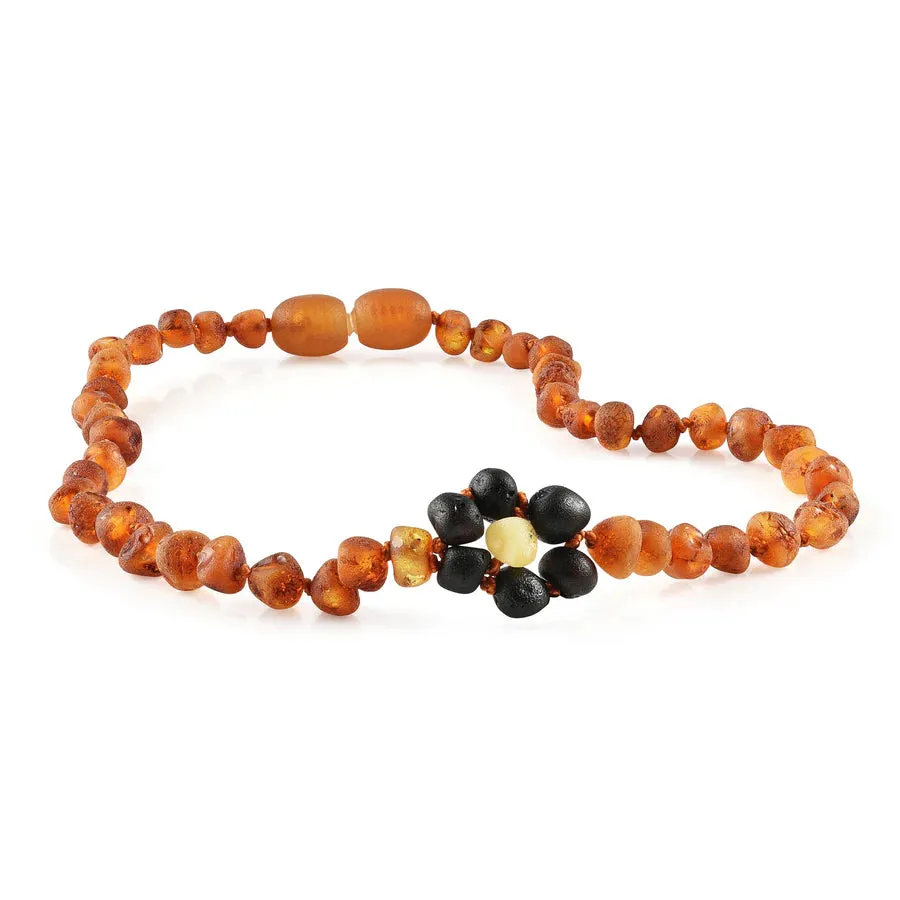 Raw Cognac Flower Baltic Authentic Certified Amber Necklace