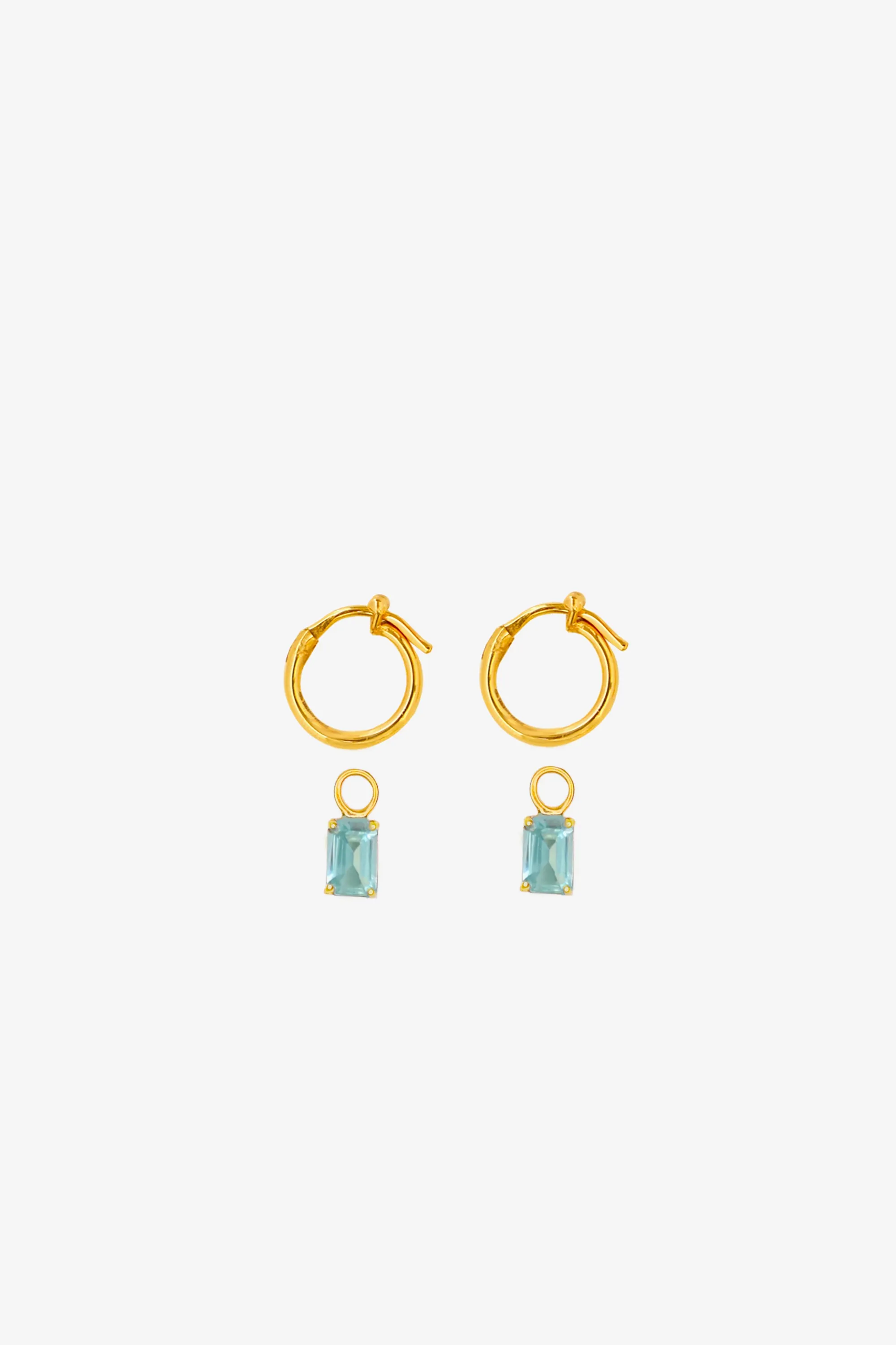 Rectangular Blue Topaz Hoop Charms