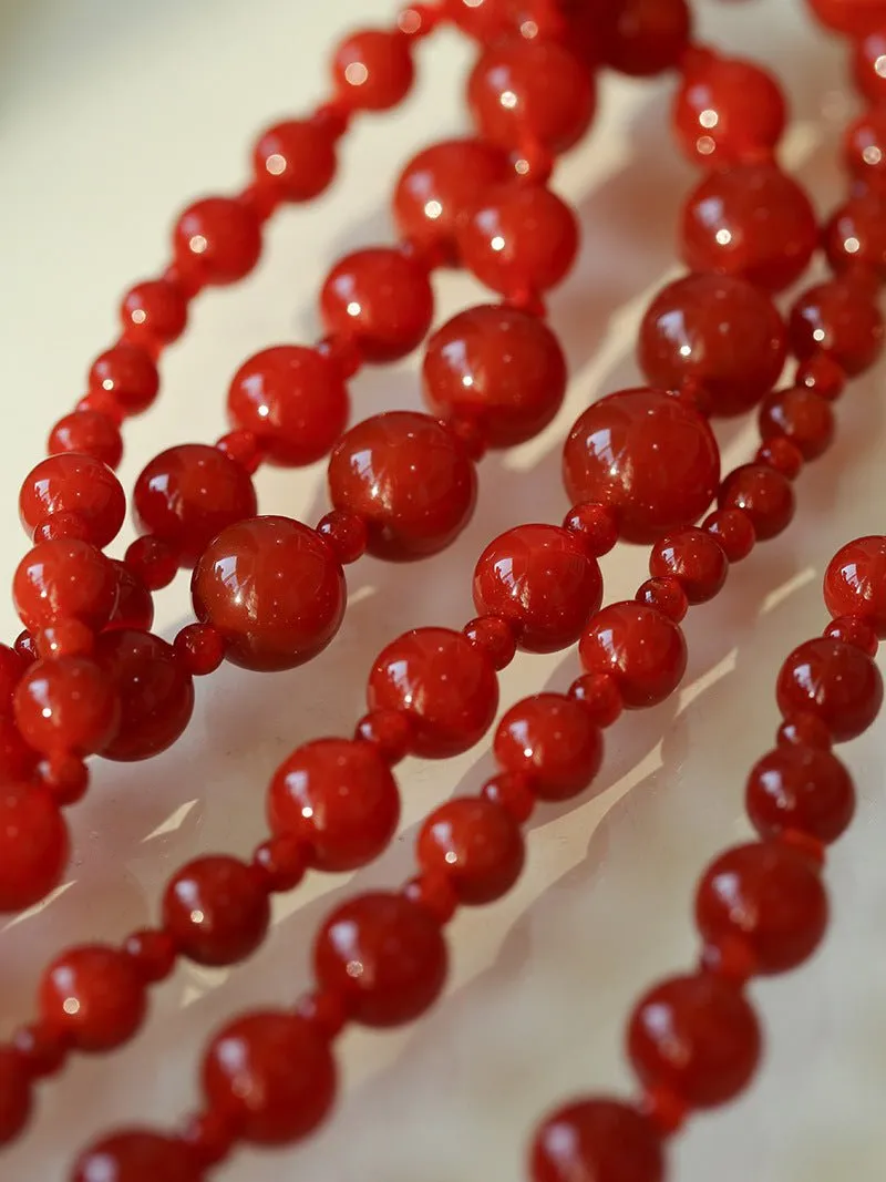 Red  Agate Crystal Long Necklaces