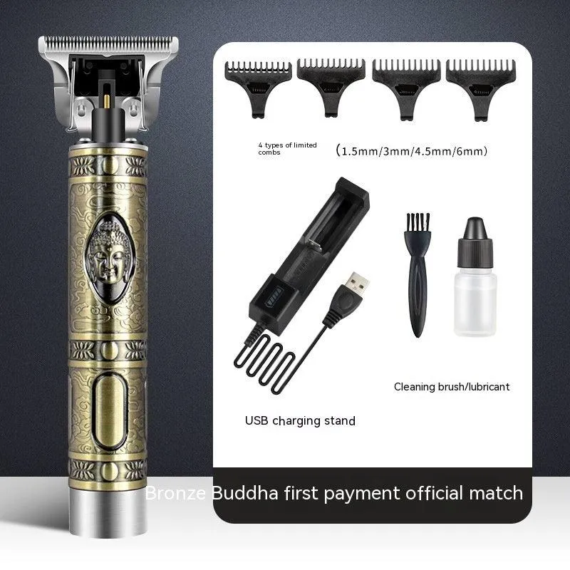 Retro Oil Head Trim Household Hair Clipper Engraving Electric Clipper Buddha Head Clippers