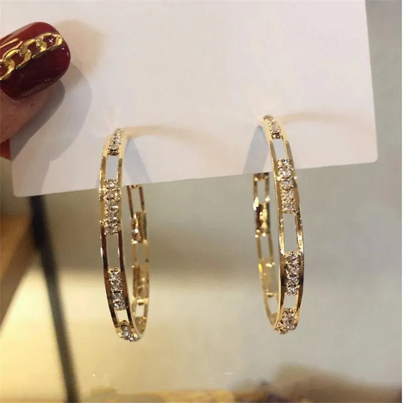 Rhinestone Accents Hoop Earrings