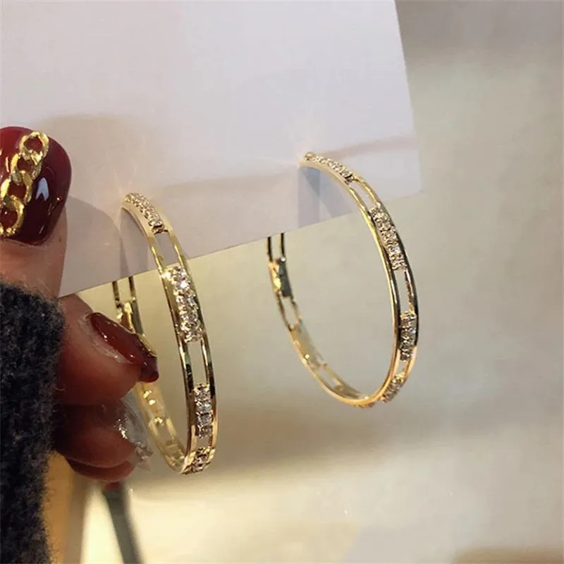 Rhinestone Accents Hoop Earrings