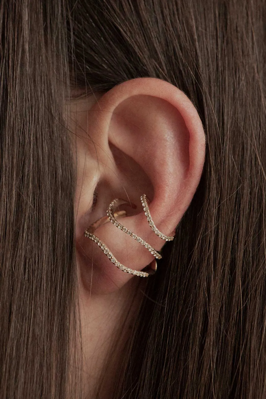 Riot. Strike. Riot. - White Topaz and Gold Vermeil Ear Cuff