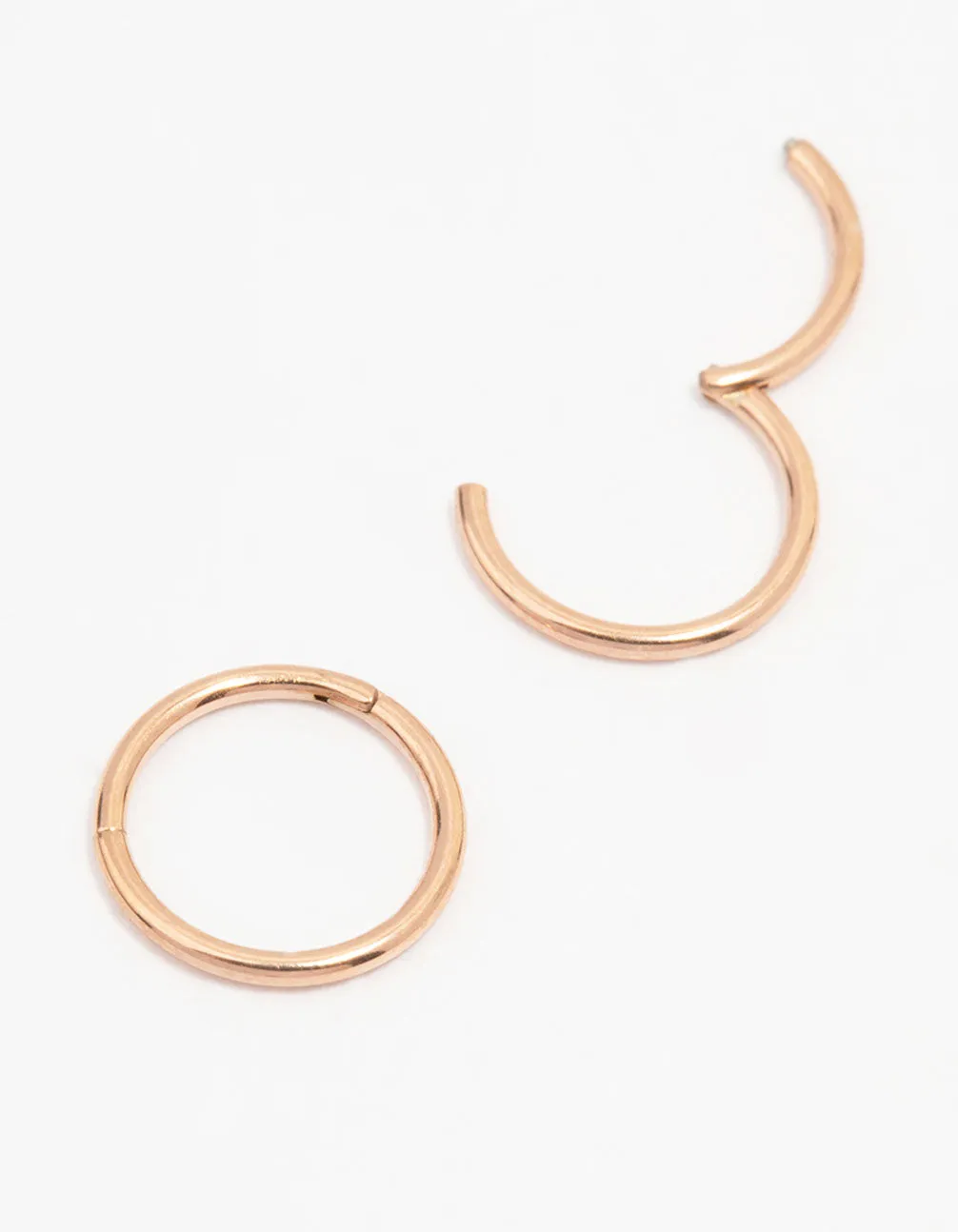 Rose Gold Plated Surgical Steel Plain Sleeper Earrings 7mm