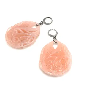 Rose Marbled Paisley Teardrop Earrings