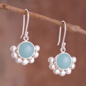 Round Opal Dangle Earrings Crafted in Peru - Bauble Delight | NOVICA