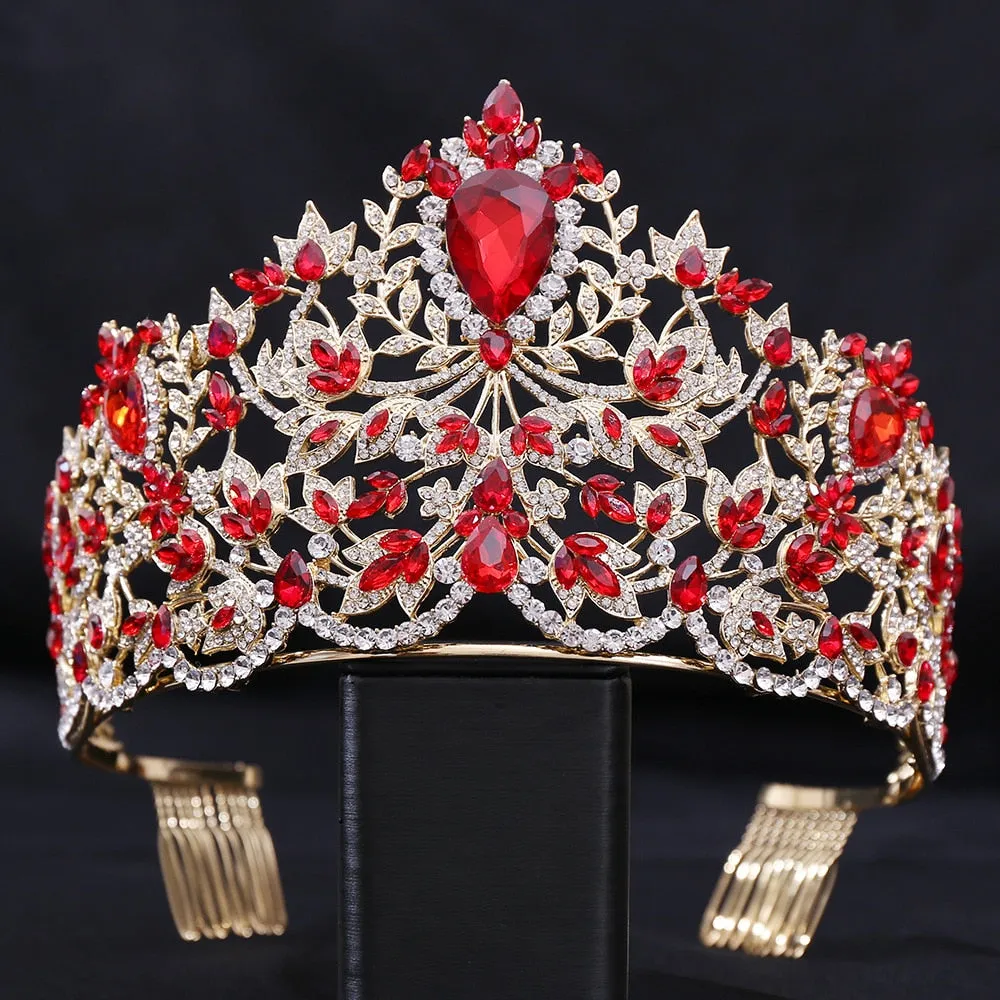 Royal European Queen Luxury Crystal Crown with Large Rhinestones