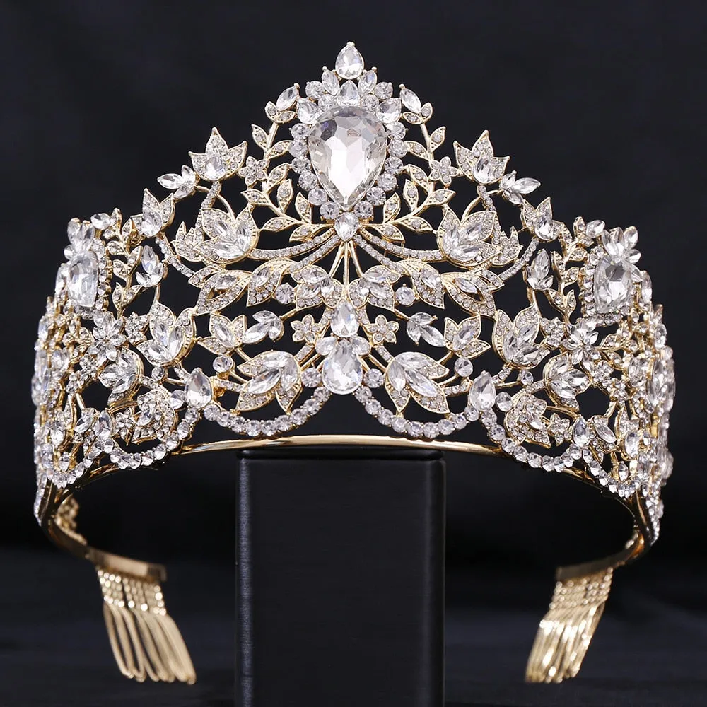 Royal European Queen Luxury Crystal Crown with Large Rhinestones