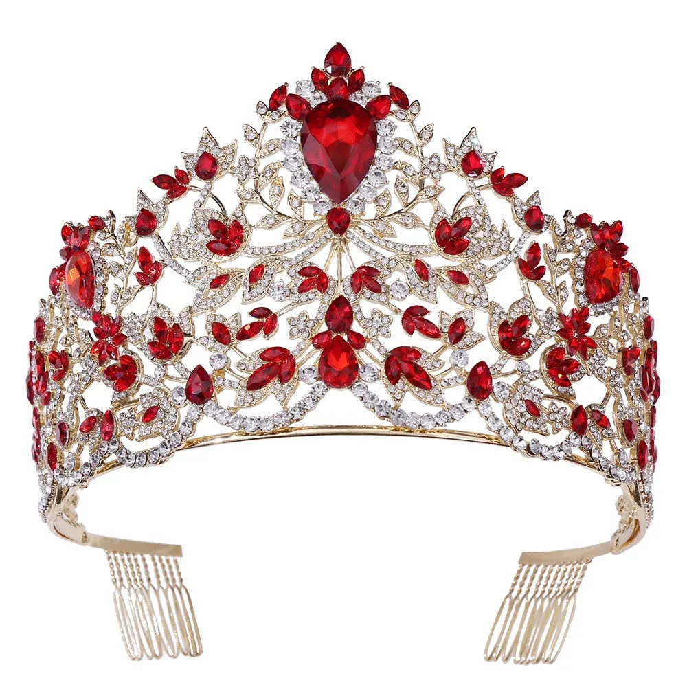 Royal European Queen Luxury Crystal Crown with Large Rhinestones