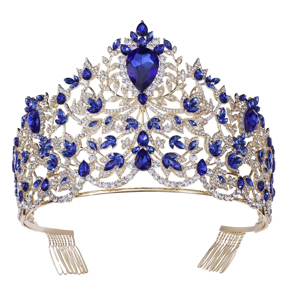 Royal European Queen Luxury Crystal Crown with Large Rhinestones