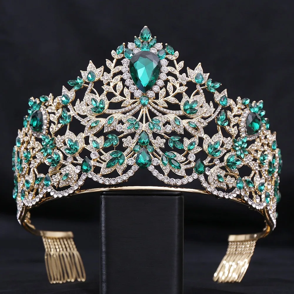 Royal European Queen Luxury Crystal Crown with Large Rhinestones