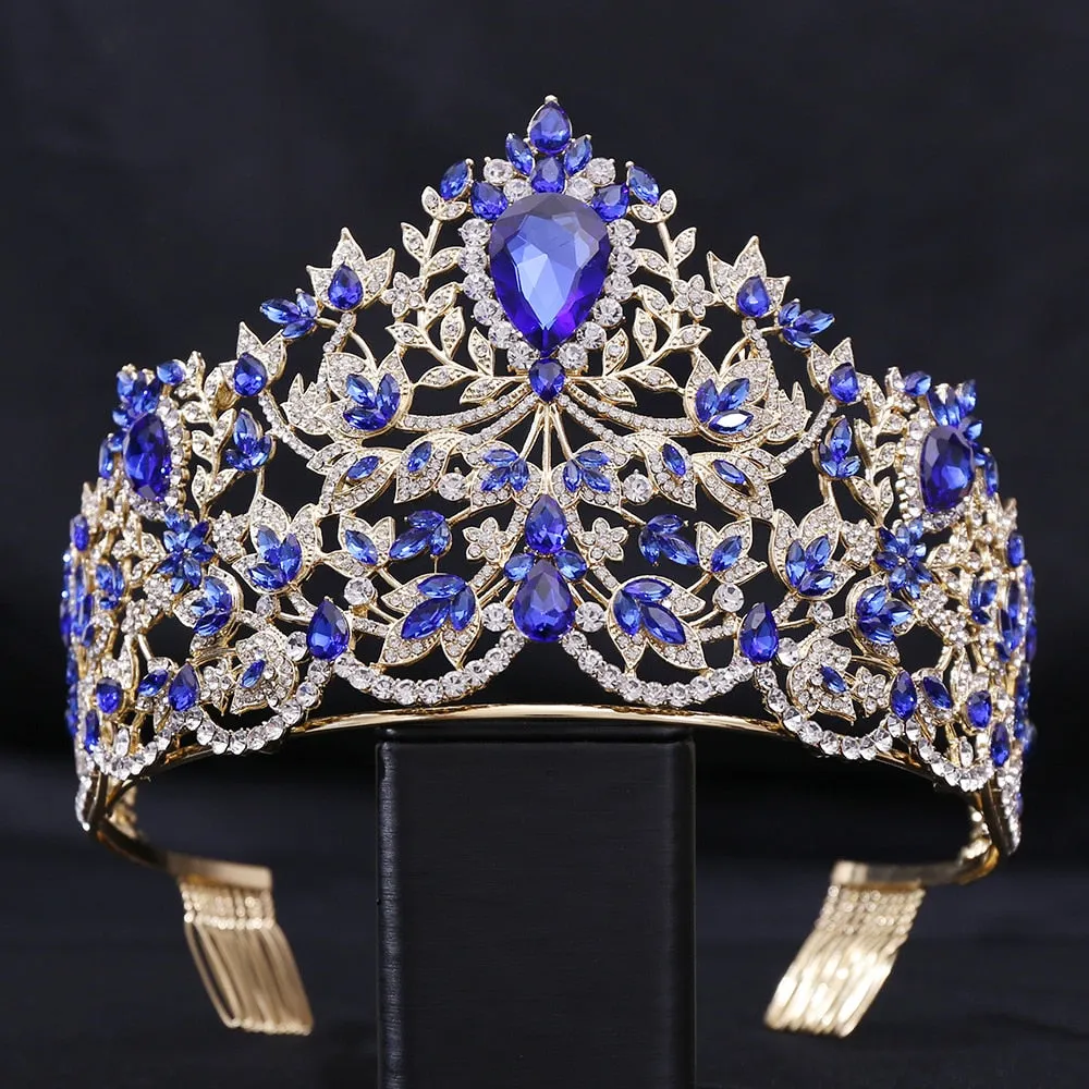 Royal European Queen Luxury Crystal Crown with Large Rhinestones