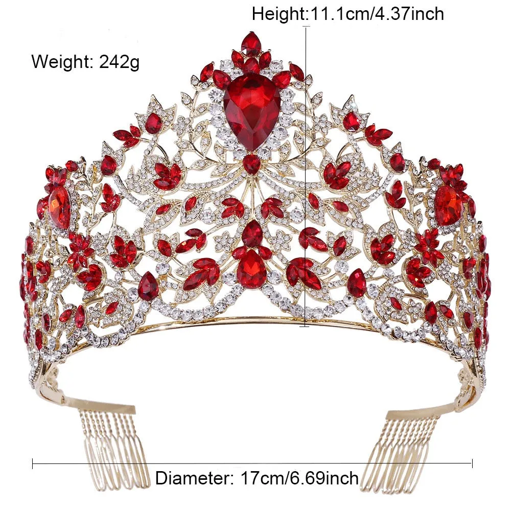 Royal European Queen Luxury Crystal Crown with Large Rhinestones