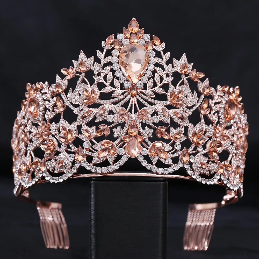 Royal European Queen Luxury Crystal Crown with Large Rhinestones