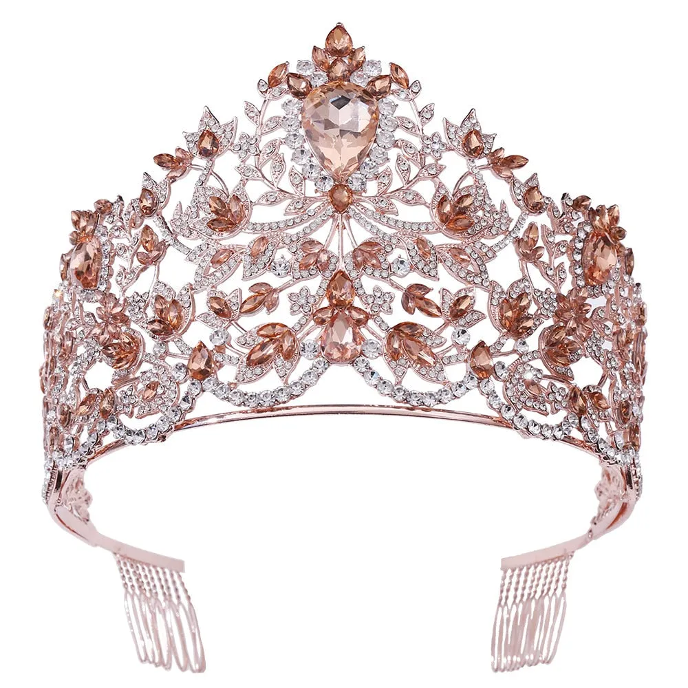 Royal European Queen Luxury Crystal Crown with Large Rhinestones