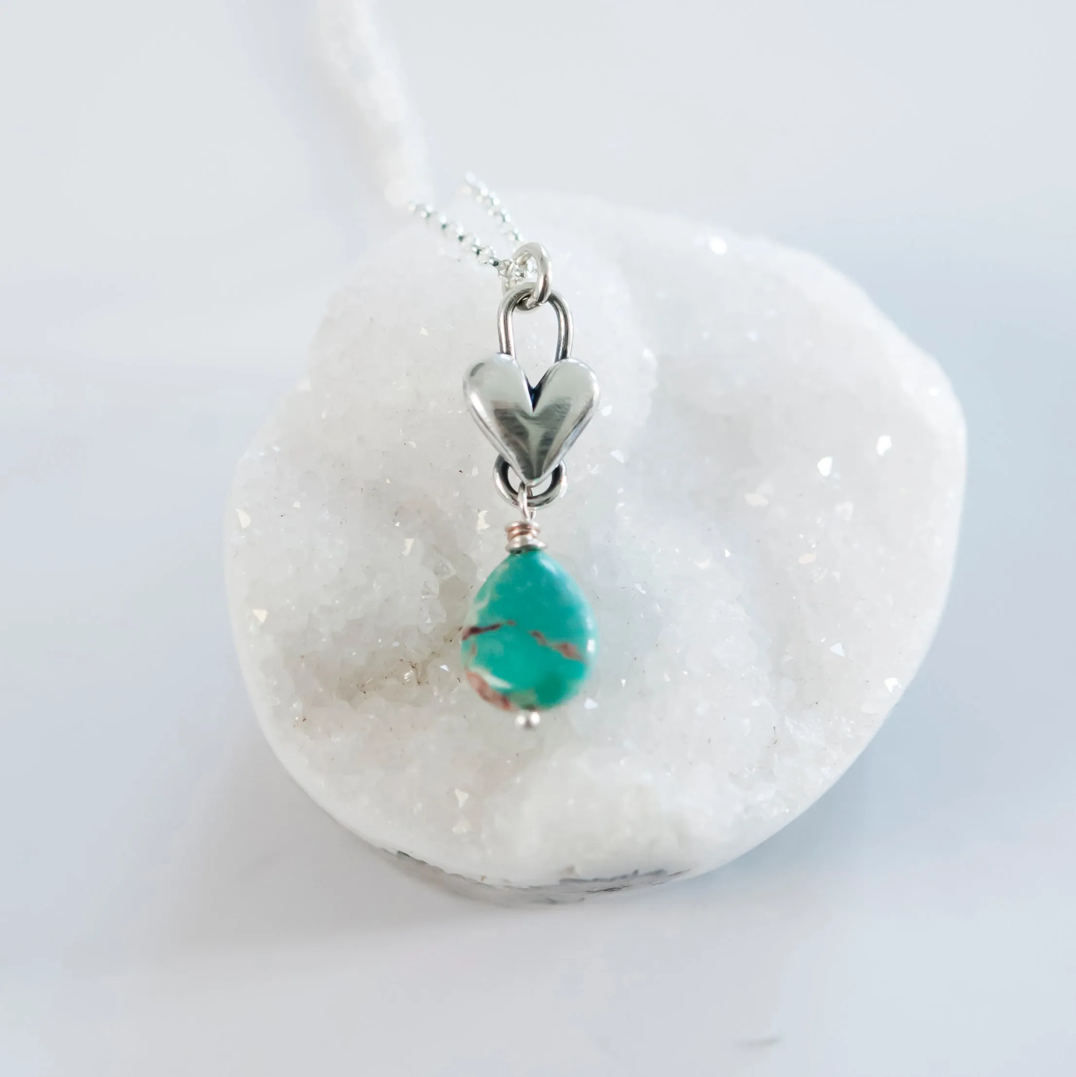 Sculpted Heart Birthstone Drop Necklace