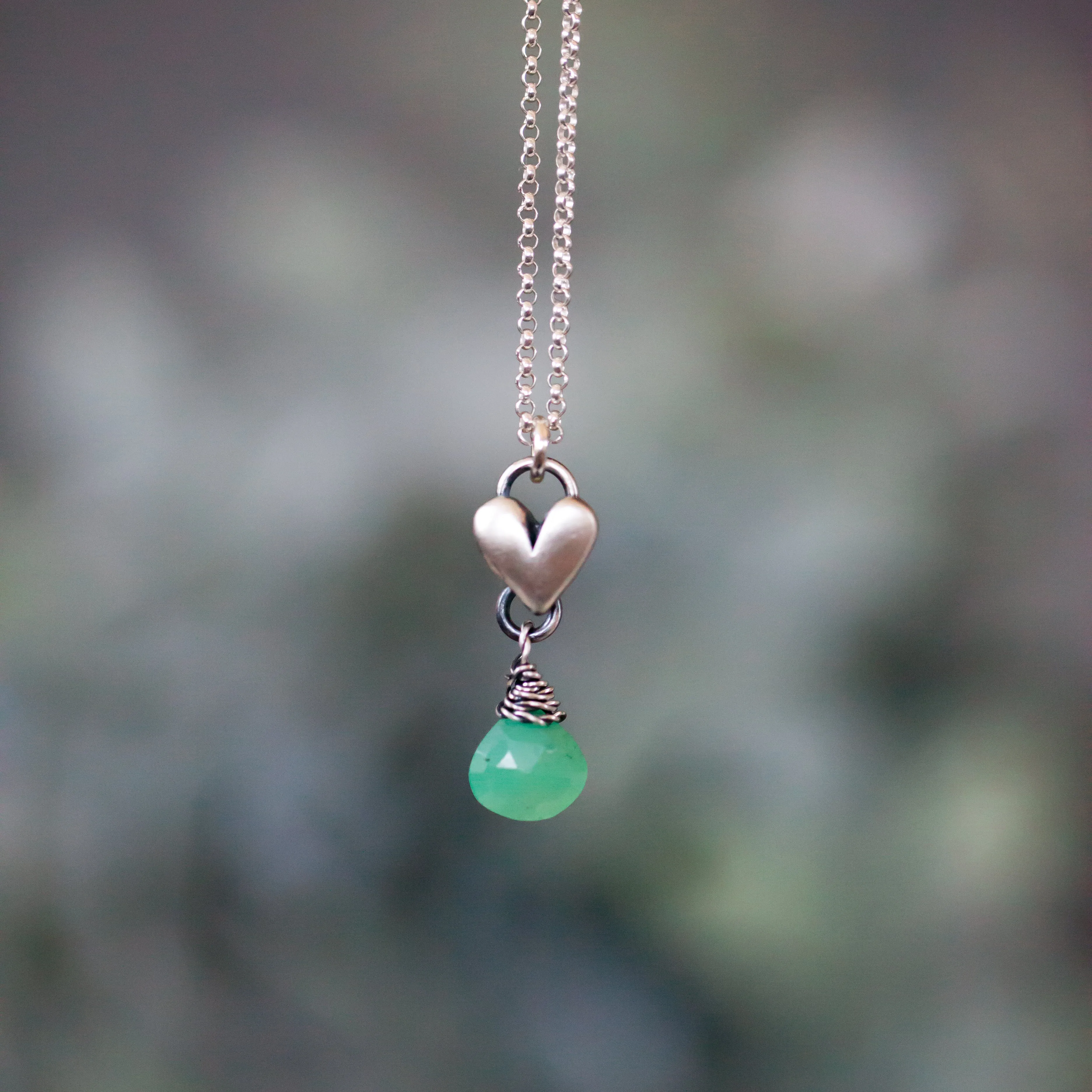 Sculpted Heart Birthstone Drop Necklace