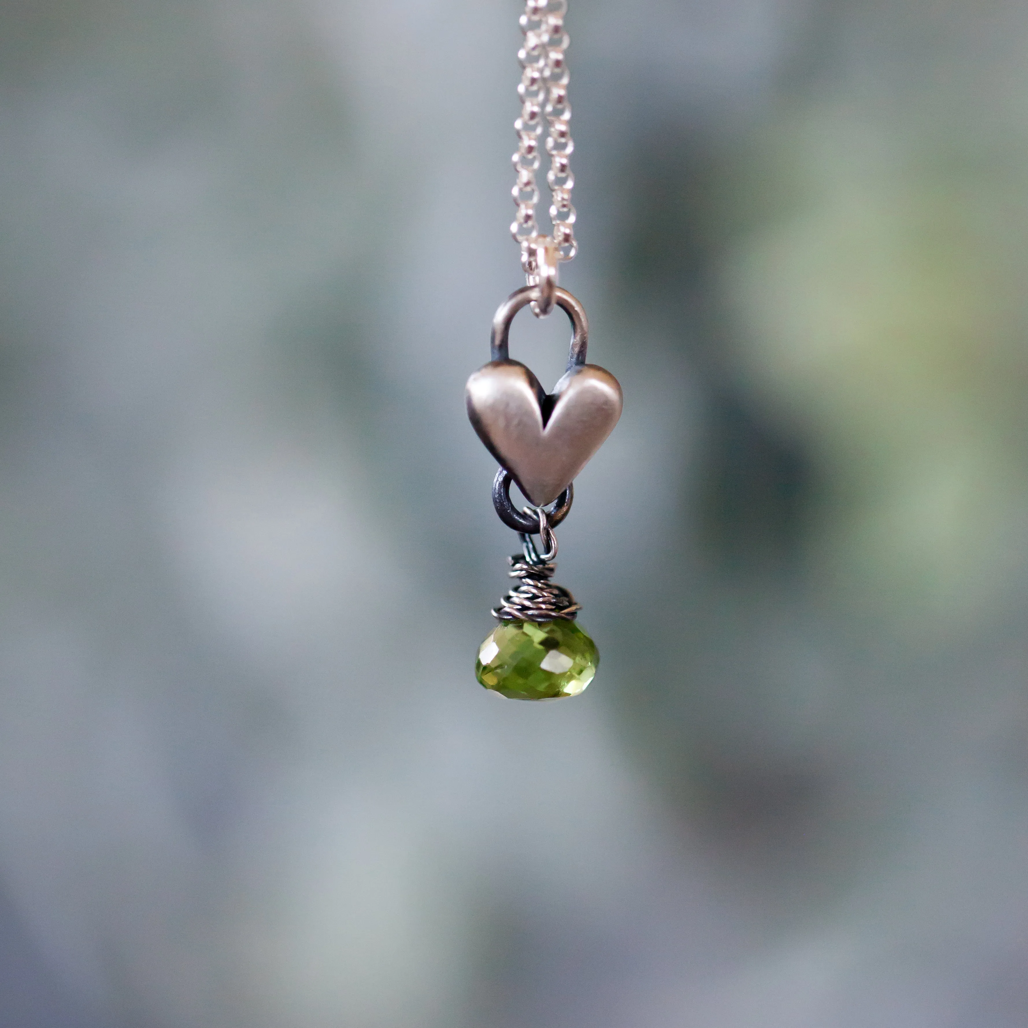 Sculpted Heart Birthstone Drop Necklace