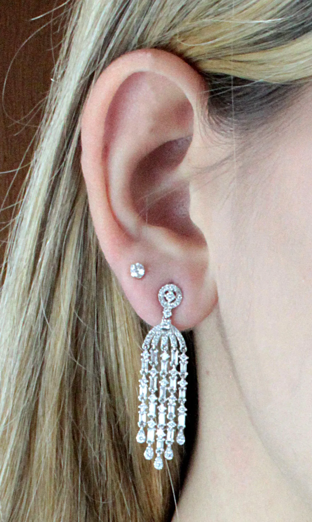 Shy Creation Diamond Chandelier Drop Earrings