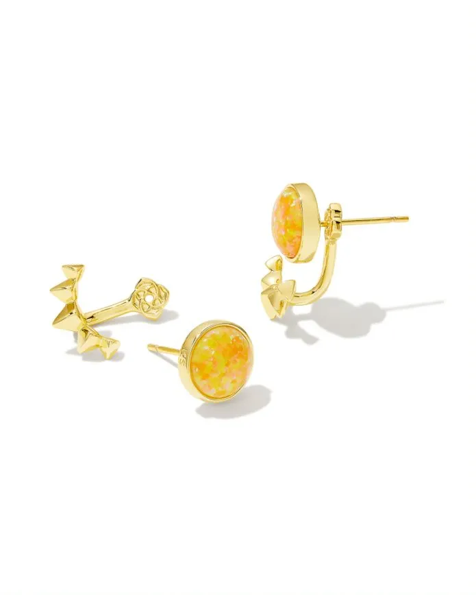 Sienna Ear Jacket Earrings Gold - Citrus Opal