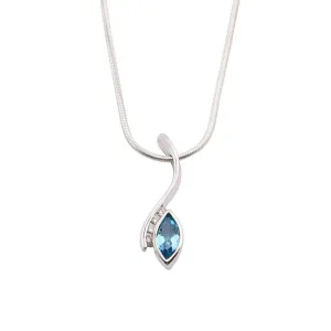 Silver & blue topaz diamond marquise pendant