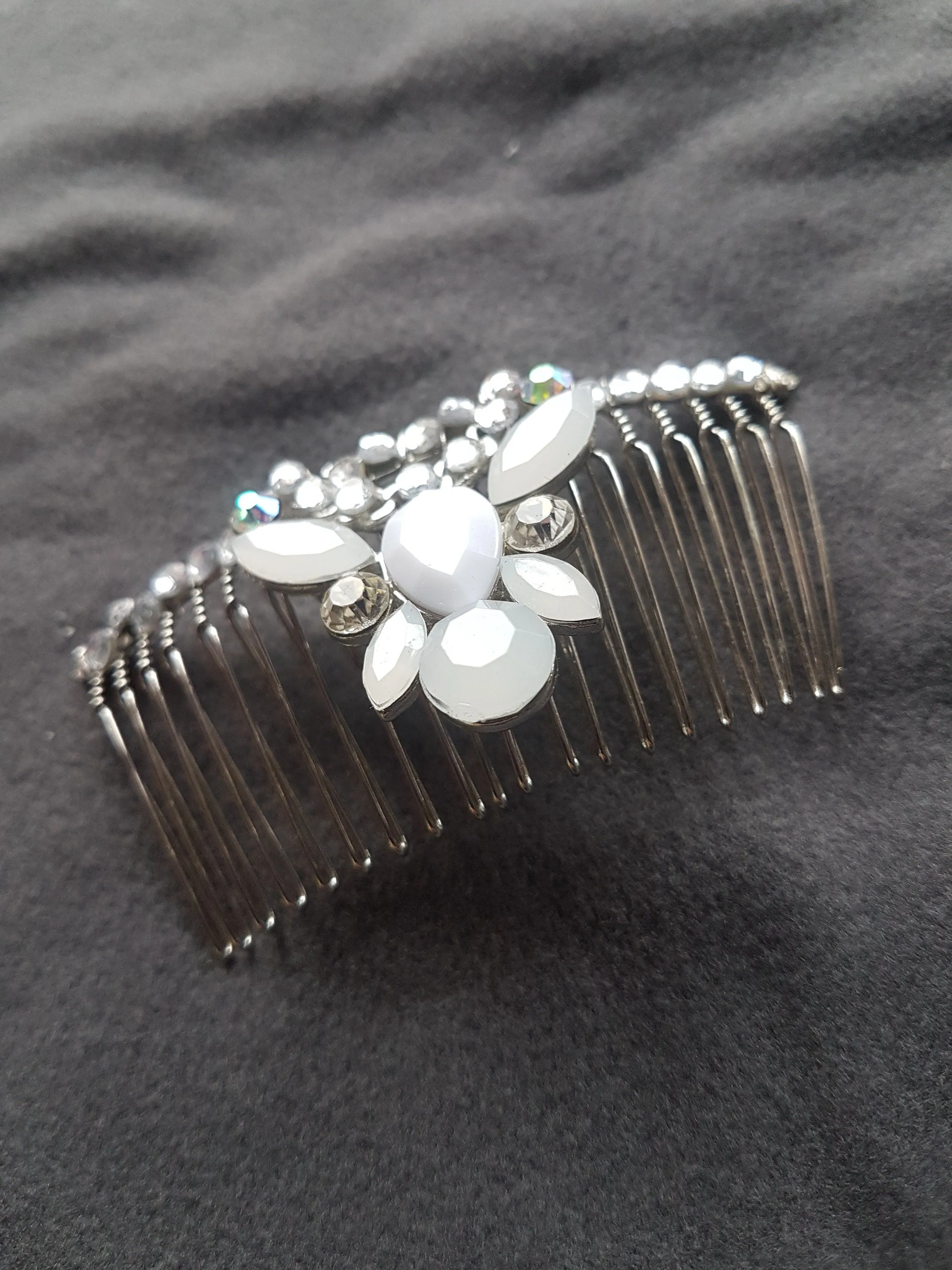 Silver Diamante Hair Comb Wedding Bridal