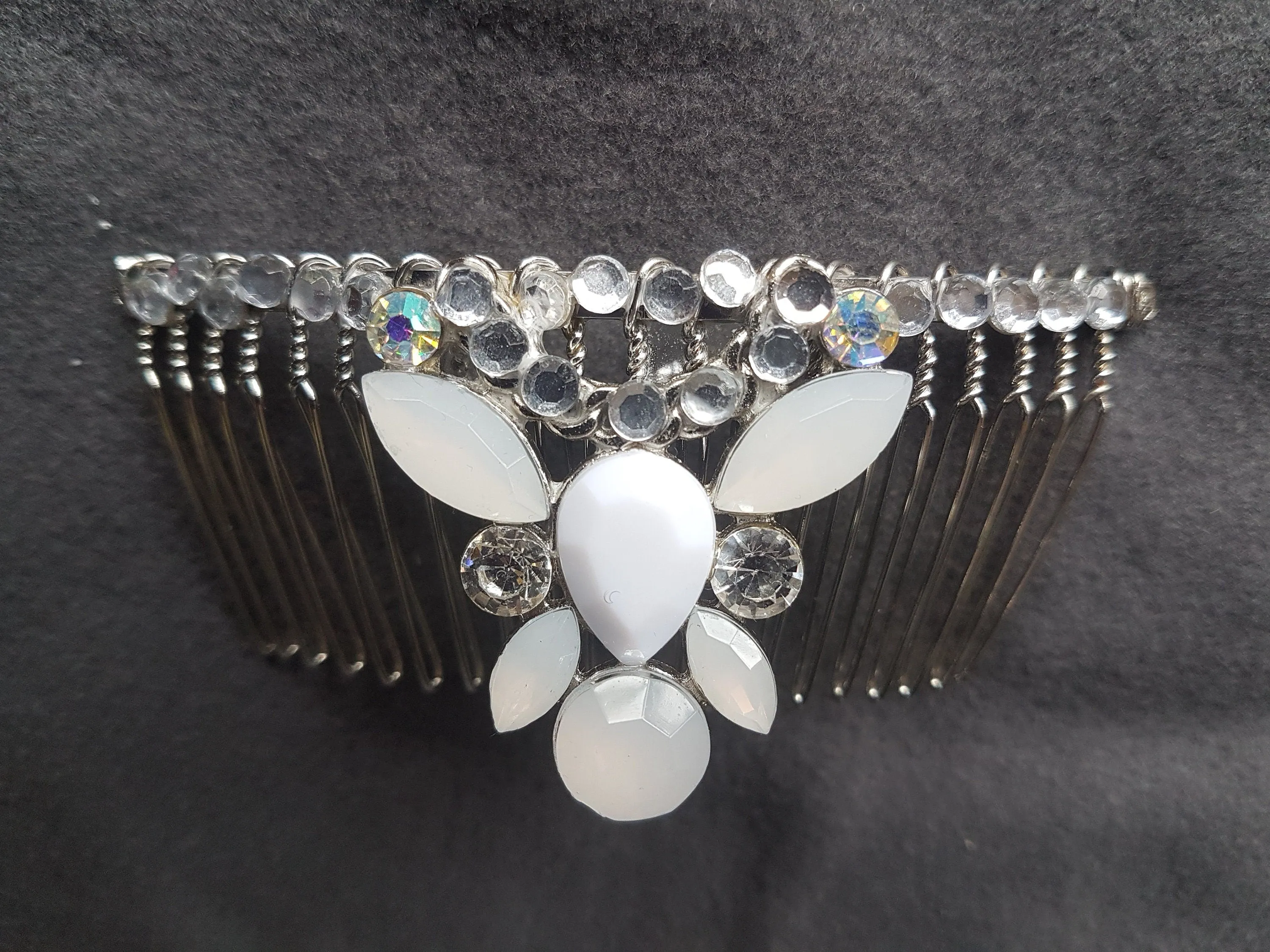 Silver Diamante Hair Comb Wedding Bridal