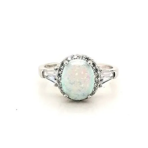 Silver Opal & CZ Ring