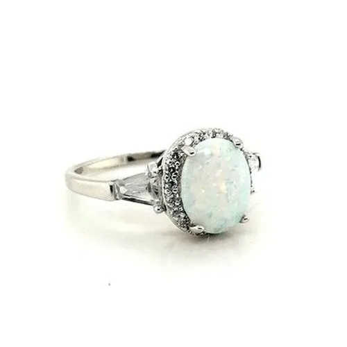 Silver Opal & CZ Ring