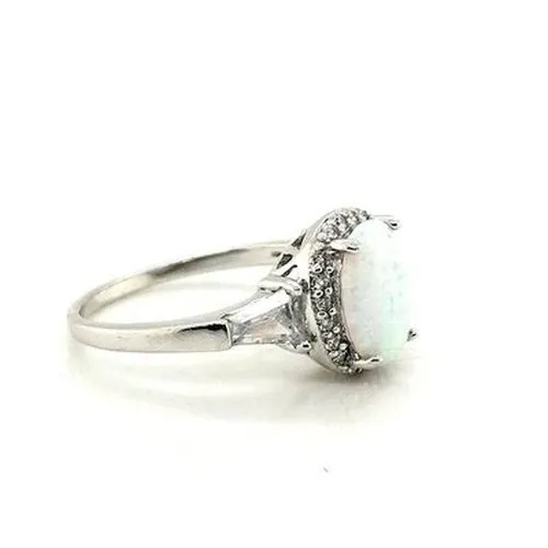 Silver Opal & CZ Ring