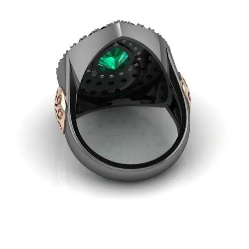 Silver Ring Gold Blue Hydro Black Spinels and White Topaz