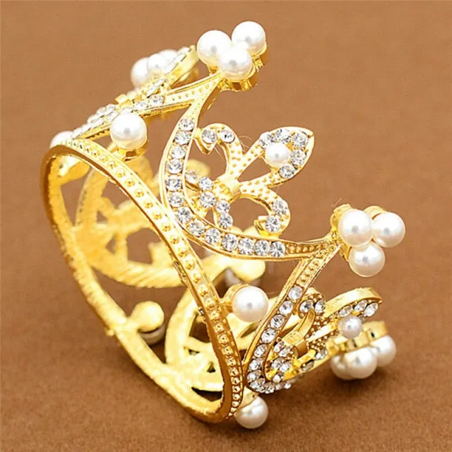 Small Size Pearl Crystal Tiara Mini Crown for Baby-Hair Accessories Jewelry