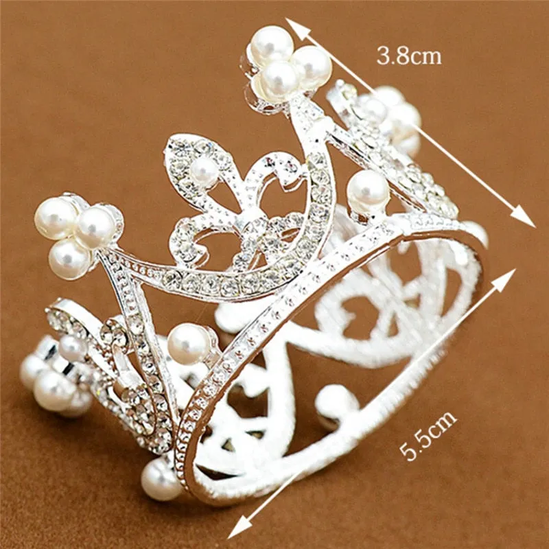 Small Size Pearl Crystal Tiara Mini Crown for Baby-Hair Accessories Jewelry