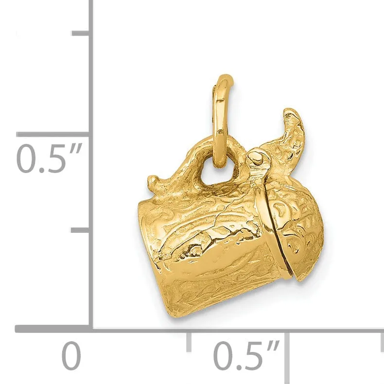 Solid 14k Yellow Gold 3-D Beer Stein Pendant