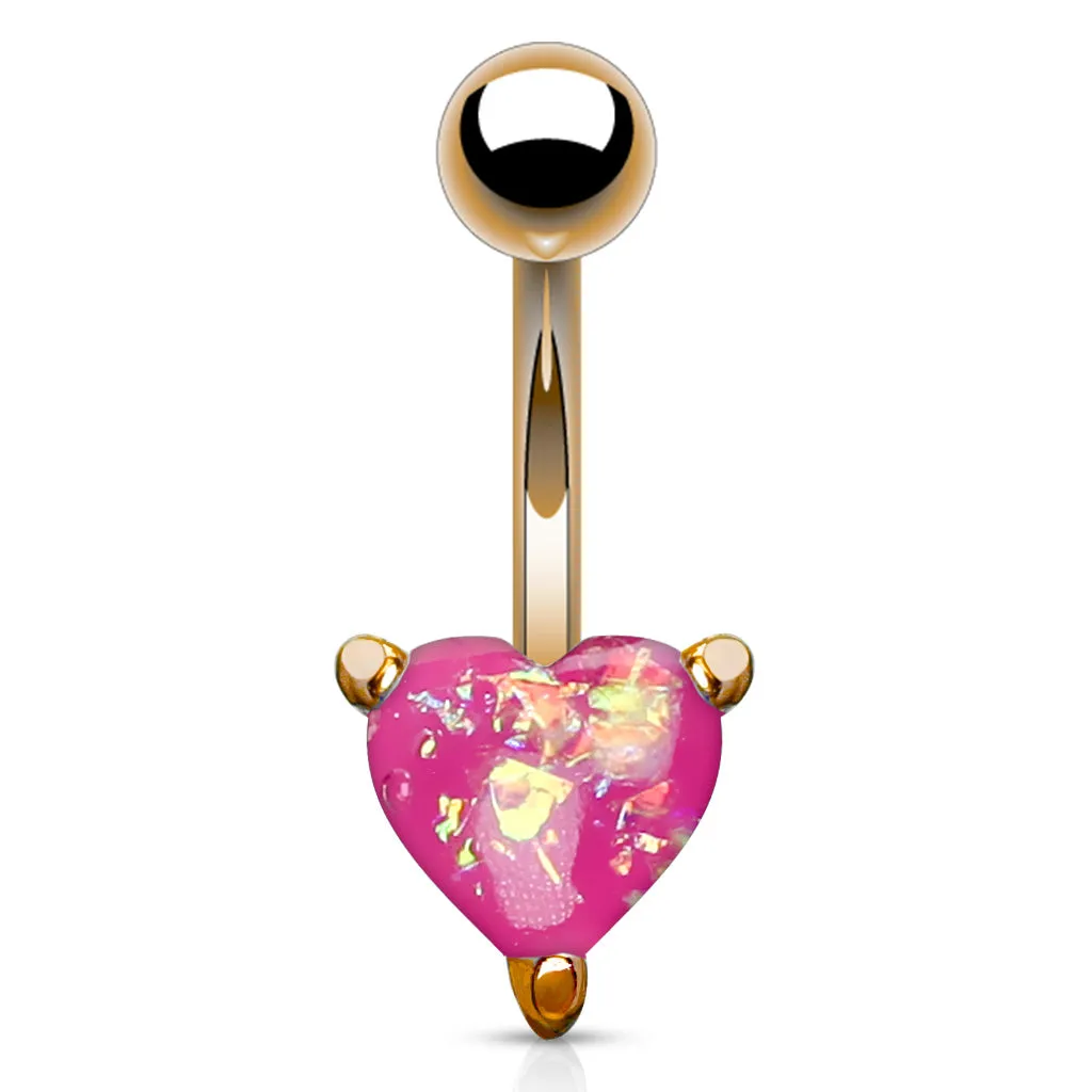 Solitaire Romeo Opal Belly Rings with Rose Gold Plating