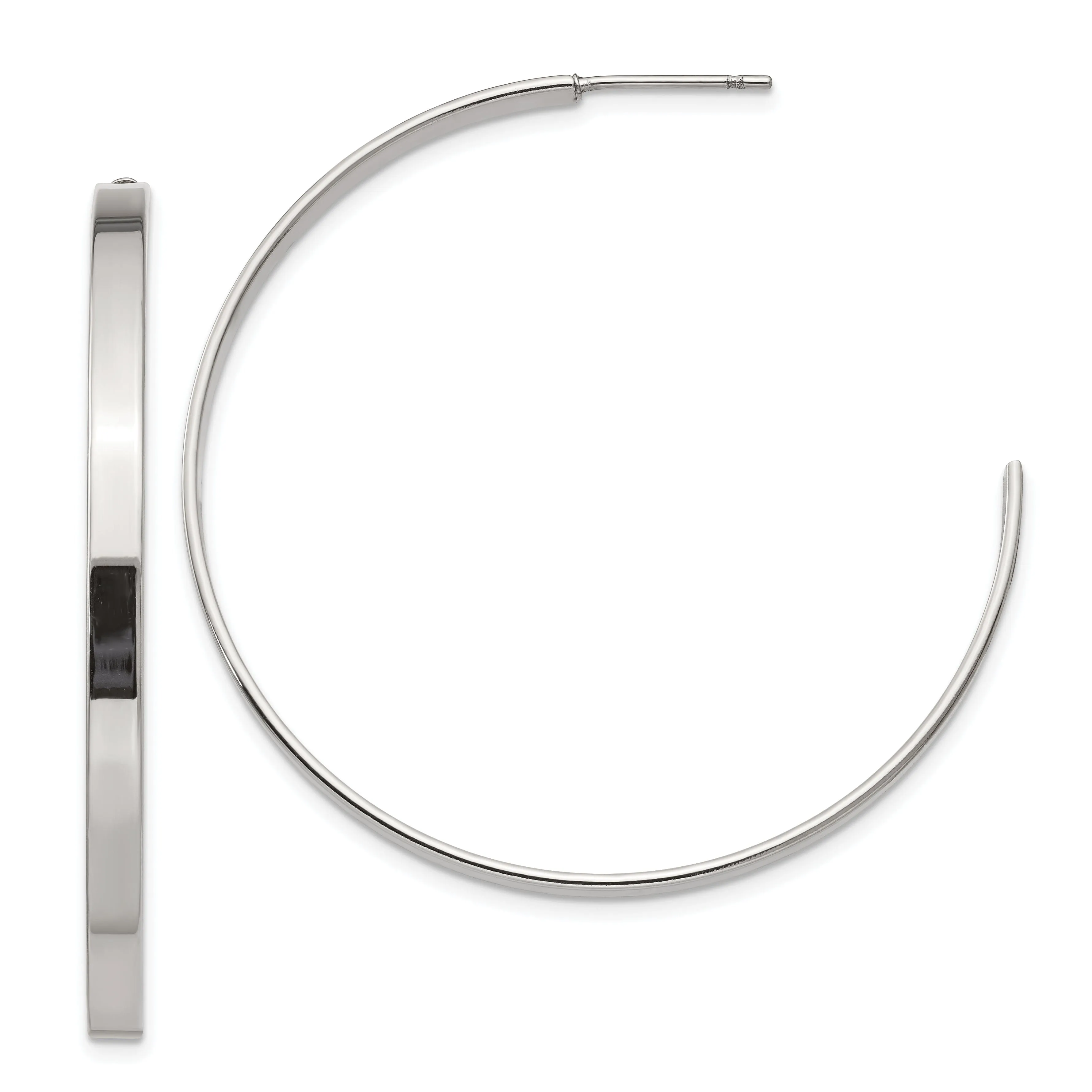 Stainless Steel J Hoop Post Earrings 40MM Diameter