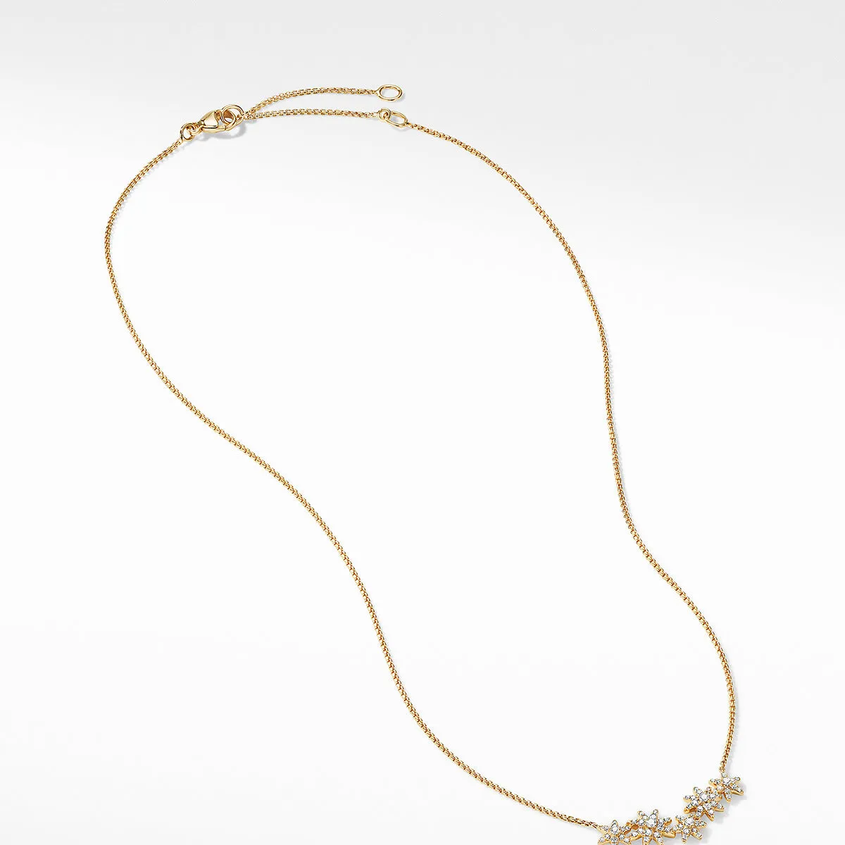 Starburst Cluster Station Necklace in 18K Yellow Gold with Pave Diamonds