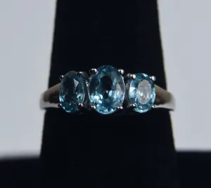 Sterling Silver Blue Topaz Ring - Size 8