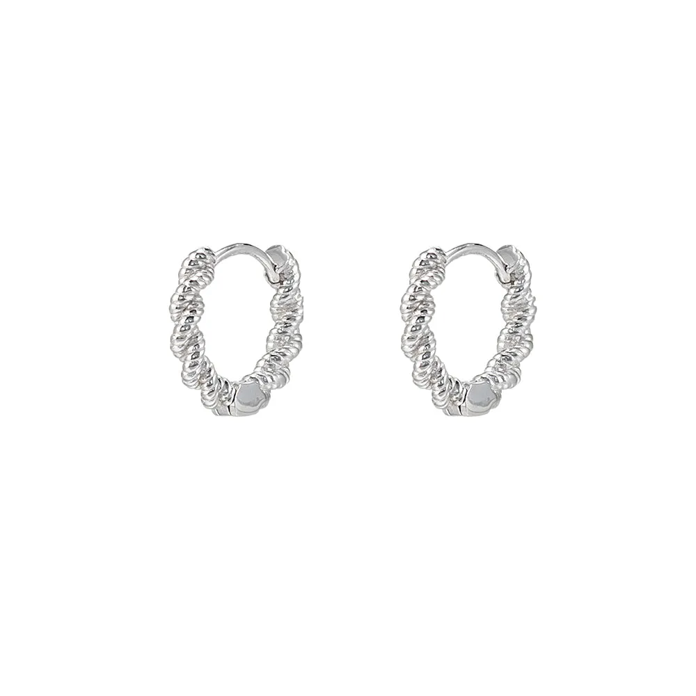 Sterling Silver Braid Huggie Earrings