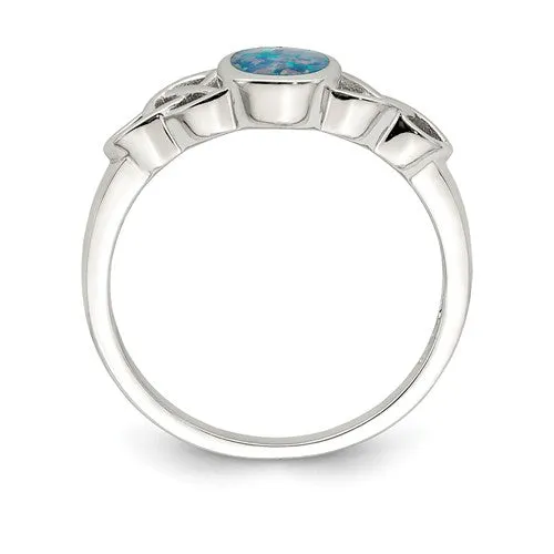 Sterling Silver Created Opal Celtic Knot Ring