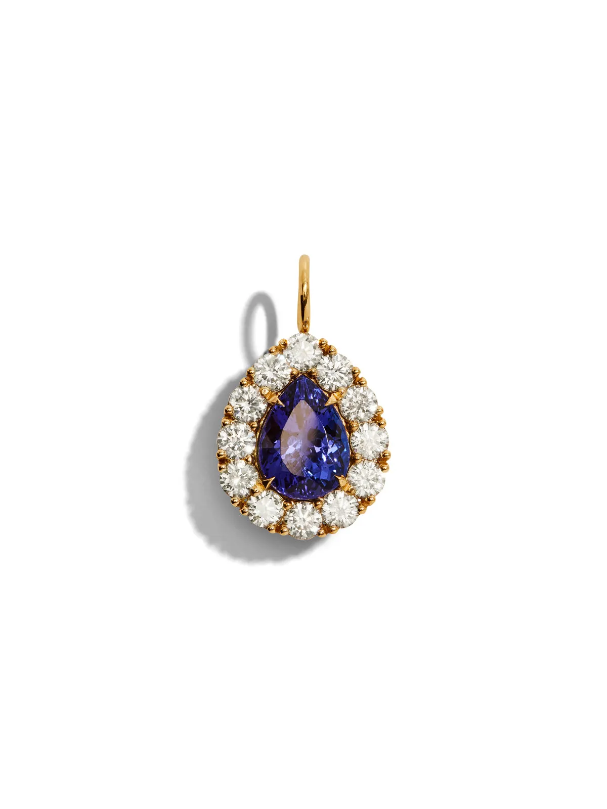 Tanzanite Pear & Diamond Heiríoom Bezel Yellow Gold Charm