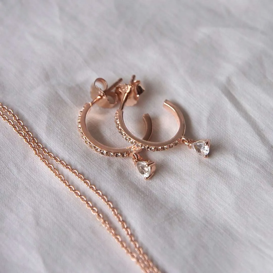 Tear Drop Hoops Rose Gold