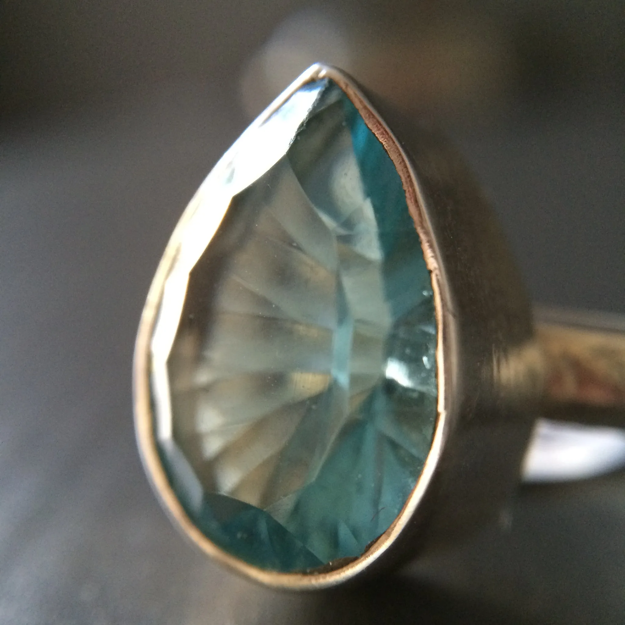 Tear Shaped Blue Topaz Ring - Multiple sizes