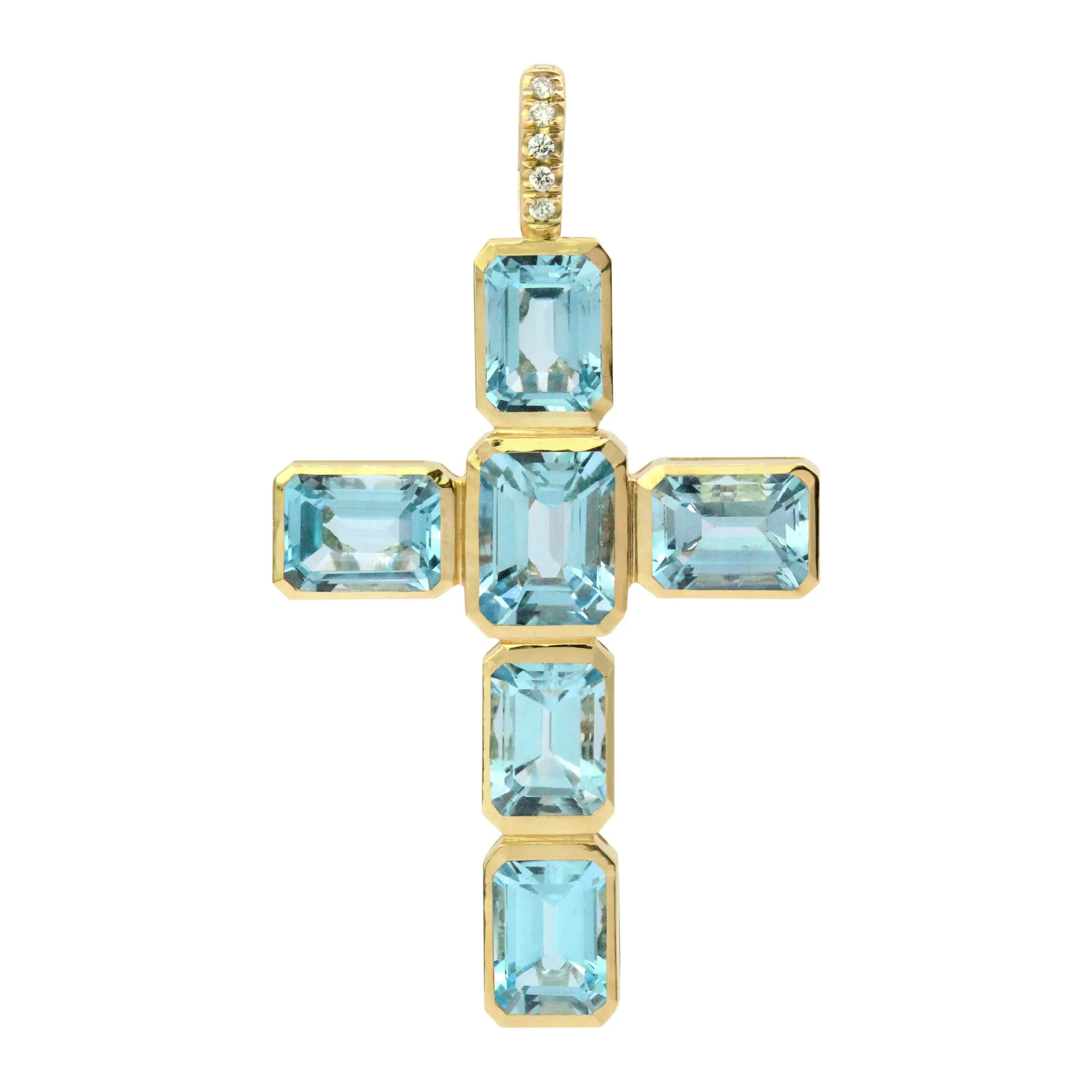 The Celeste 18K Gemstone Cross Pendant