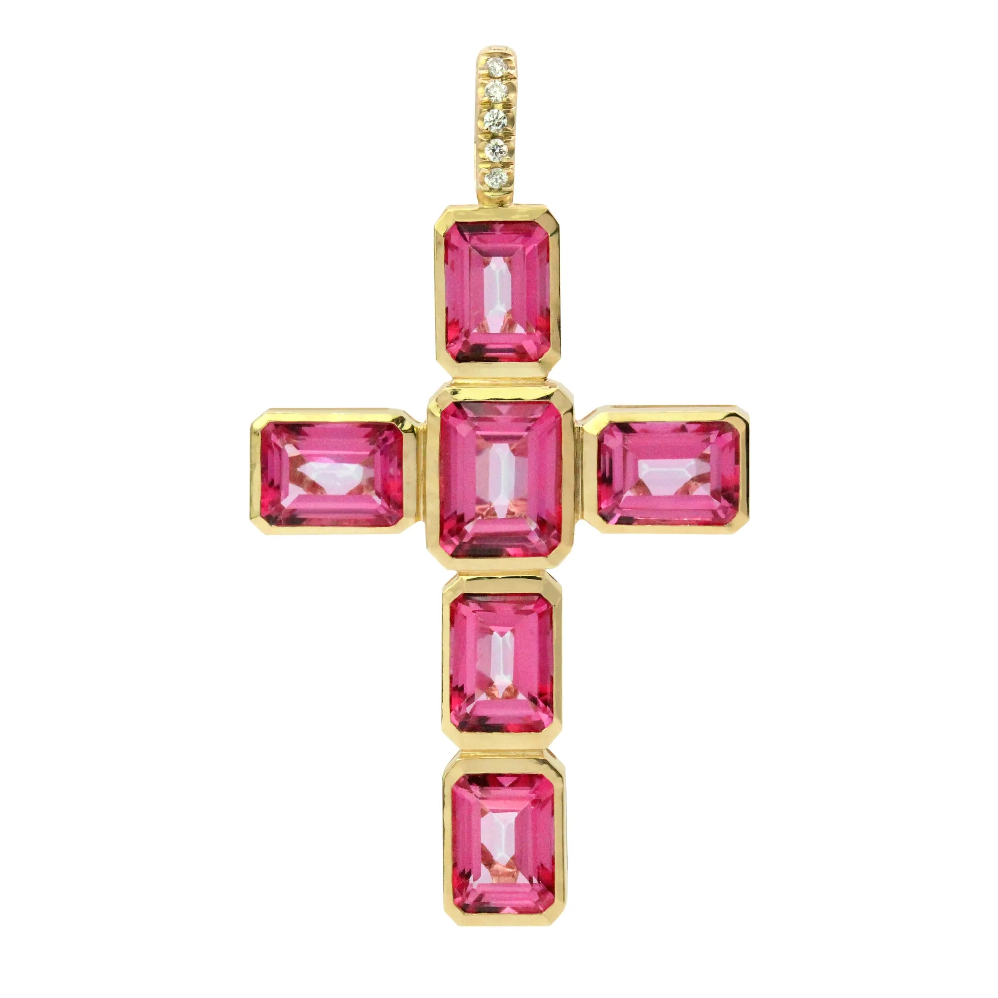 The Celeste 18K Gemstone Cross Pendant