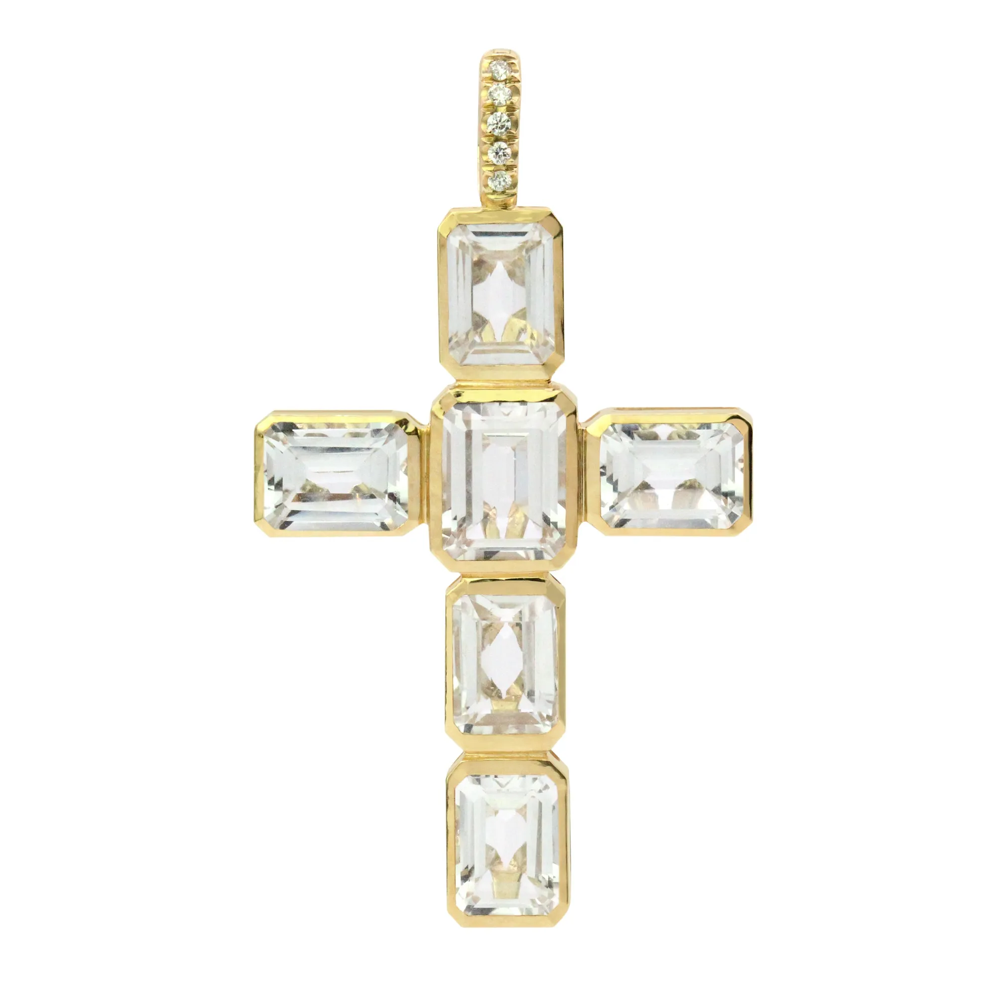 The Celeste 18K Gemstone Cross Pendant