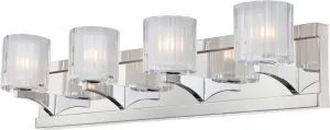 Tiara 4 Light Vanity In Chrome and Slotted Clear Glass