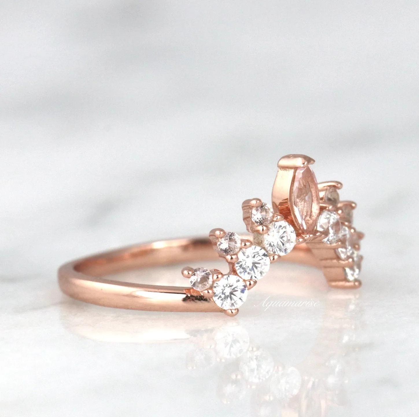 Tiara Curved Morganite Band- 14k Rose Gold Vermeil