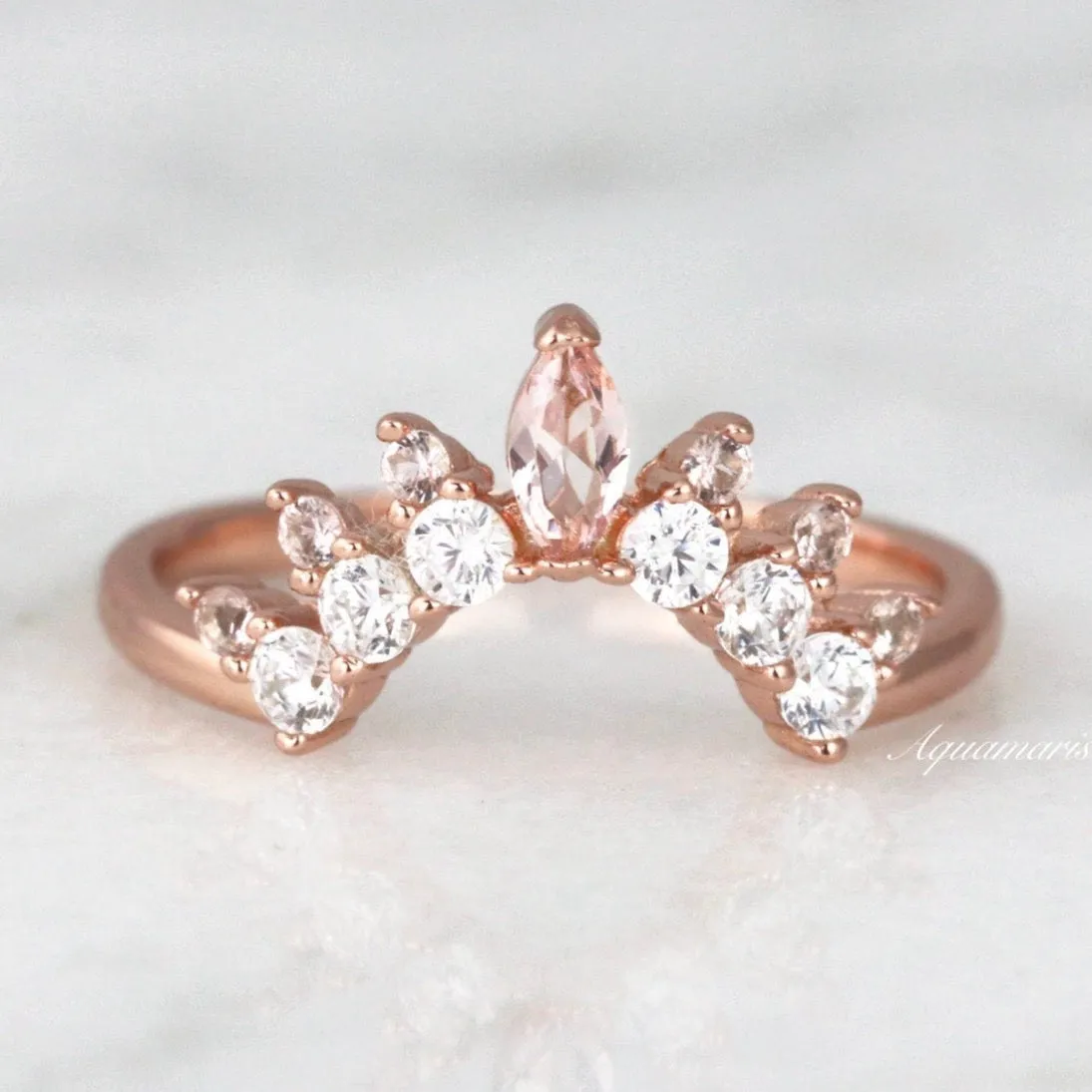 Tiara Curved Morganite Band- 14k Rose Gold Vermeil